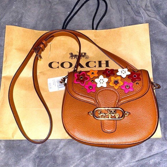 Coach Handbags - Coach small brown flower appliqué shoulder bag